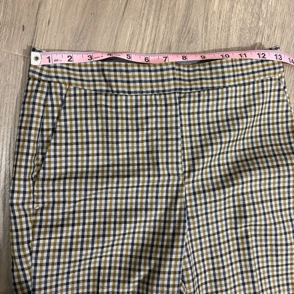 Massimo Dutti 100% Wool Trousers Womens Sz 2 Check Black Yellow White Preppy - Picture 7 of 14